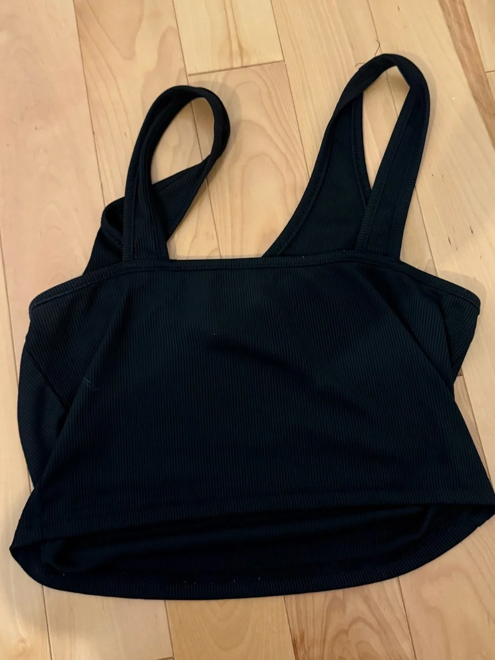Black Ribbed V-Neck Tank Top - Picture 2 of 2
